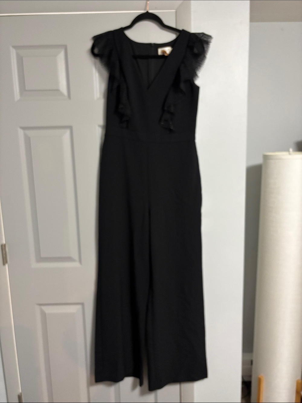 Eliza J Black Ruffle Sleeve V-Neck Jumpsuit